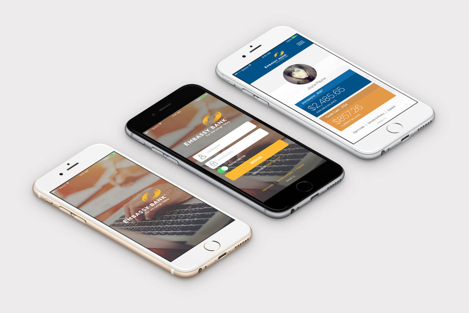 Embassy Bank UI Mobile App Design Mock-Up