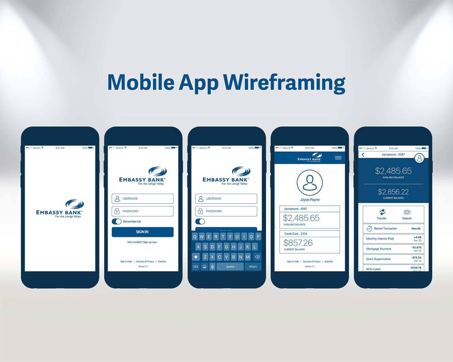 Embassy Bank UI Mobile App Design Mock-Up